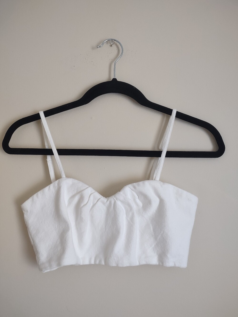 Oak + Fort White Cotton Sweetheart Crop Top Bustier Cami XS